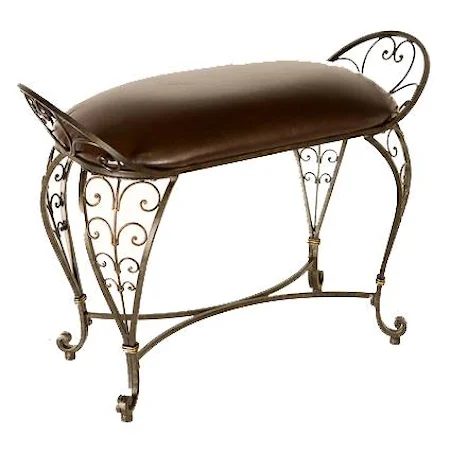 Traditional Accent Bench with Leather Seat